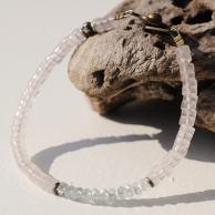 アクアマリンとローズクオーツパワーストーンブレスレット