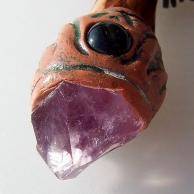 アメジスト鹿角タイガーアイのハンドメイドネックレス・アメジスト