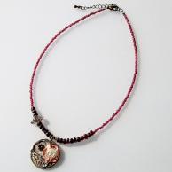 ガーネット(柘榴石)両剣水晶スチームパンクペンダントネックレス・全体