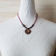 ガーネット(柘榴石)両剣水晶スチームパンクペンダントネックレス・着用例