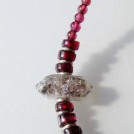 ガーネット(柘榴石)両剣水晶スチームパンクペンダントネックレス・ネックレス部分の両剣水晶とガーネット