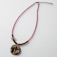 ガーネット(柘榴石)両剣水晶スチームパンクペンダントネックレス・全体