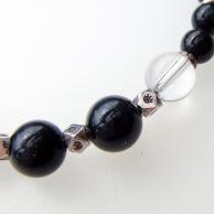 ホークアイ(鷹目石)とヒマラヤ水晶パワーストーンブレスレット・ヒマラヤ水晶8mm丸玉・カレンシルバービーズなど