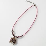 ガーネット(柘榴石)両剣水晶スチームパンクペンダントネックレス・全体