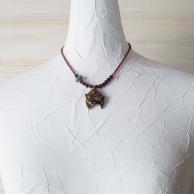 ガーネット(柘榴石)両剣水晶スチームパンクペンダントネックレス・着用例