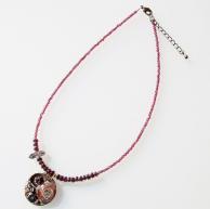 ガーネット(柘榴石)両剣水晶スチームパンクペンダントネックレス・全体