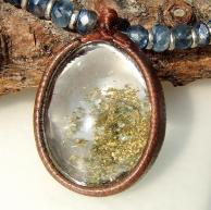 ガーデン水晶・カイヤナイト・ラピスラズリのペンダントネックレス・正面