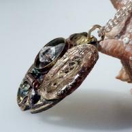 両剣水晶スチームパンクジュエリーハンドメイドネックレス★サイドから