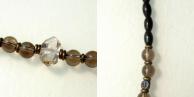 ヒマラヤ水晶と紫水晶煙水晶ハンドメイドネックレス・煙水晶両剣水晶およびカレンシルバー・シェルビーズ