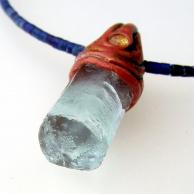 アクアマリンとペリドットペンダントネックレス・アクアマリン結晶原石