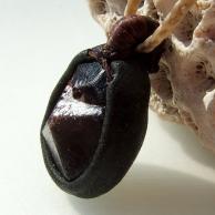 ガーネット革包みペンダントネックレス・サイドより