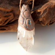 星入り水晶とアンモナイトのペンダントネックレス/背面