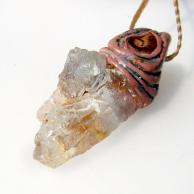 ブルートパーズとアンモナイトハンドメイドネックレス・トパーズ原石