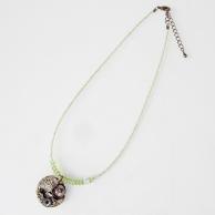 ピンクトルマリンとペリドットのスチームパンクペンダントネックレス・全体