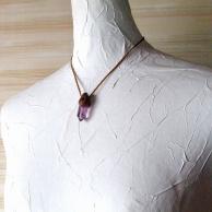 ブランドバーグアメジスト(紫水晶)とガーネットハンドメイドペンダントネックレス★天然石パワーストーンアクセサリー・着用例