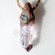 ブランドバークアメジスト(紫水晶)とガーネットハンドメイドペンダントネックレス★天然石パワーストーンアクセサリー・裏面