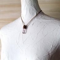 ブランドバークアメジスト(紫水晶)とガーネットハンドメイドペンダントネックレス★天然石パワーストーンアクセサリー・着用例