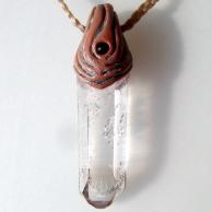 ブランドバーグ煙水晶とガーネットペンダントネックレス★天然石パワーストーンアクセサリー・正面