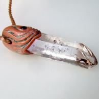 ブランドバーグ煙水晶とガーネットペンダントネックレス★天然石パワーストーンアクセサリー・サイドから