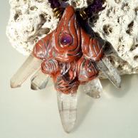 水晶と紫水晶アパタイトのハンドメイドネックレス・表