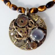 ヒマラヤ水晶タイガーアイ未来懐古的スチームパンクジュエリー