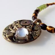 ヒマラヤ水晶タイガーアイ未来懐古的スチームパンクジュエリー