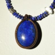 ラピスラズリ・両剣水晶ペンダントネックレス・正面